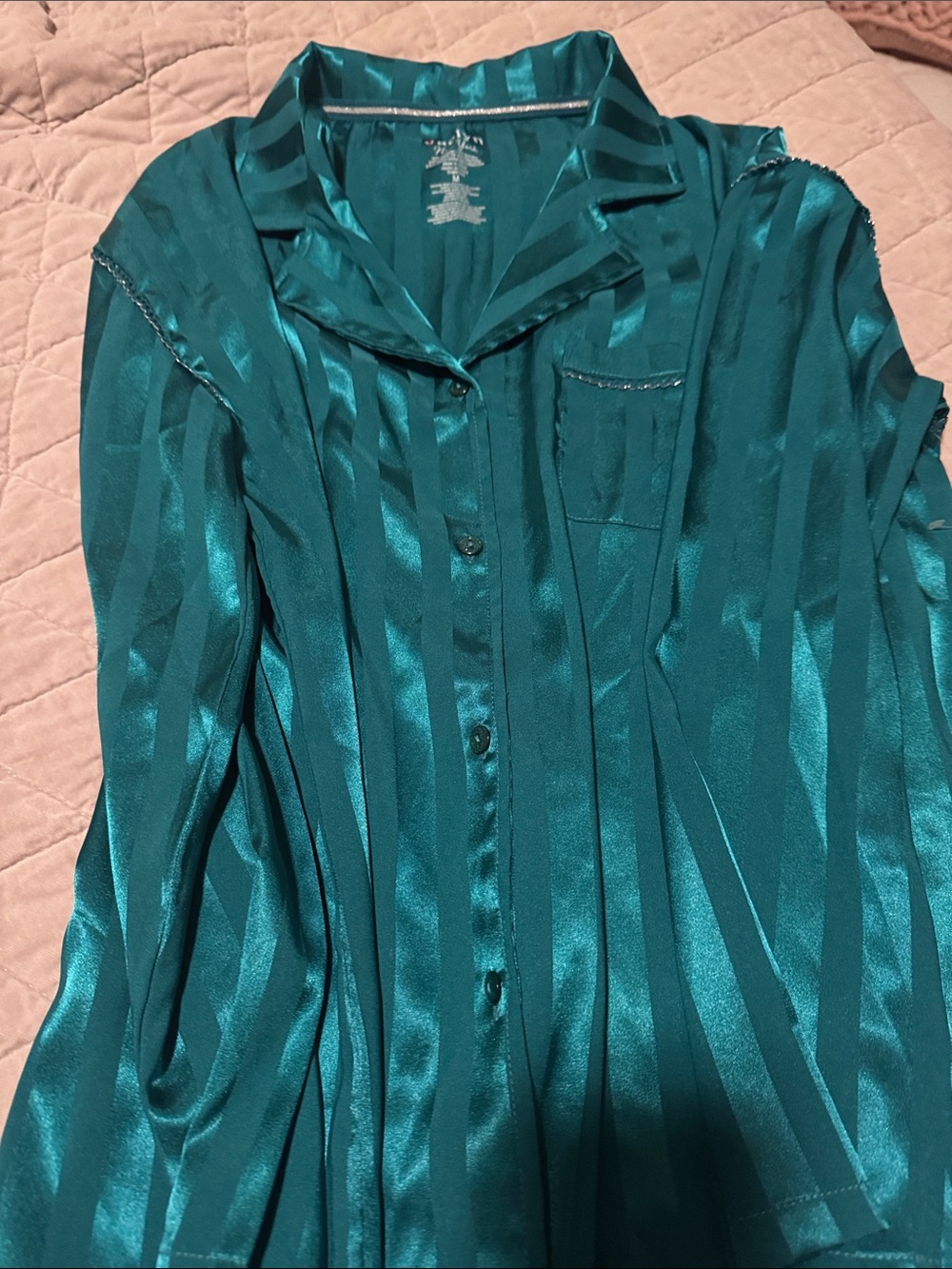 Satin Striped Button-Up 2p Pajama with pants.